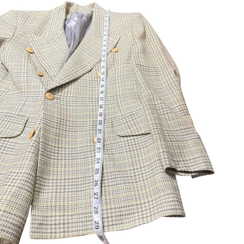 Vintage Burberrys Double Breasted Plaid Wool Blazer Jacket 90s Tailored Coat 8 - Picture 7 of 8